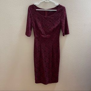 Mikarose Womens red lace 3/4 Short Sleeves Dress XS